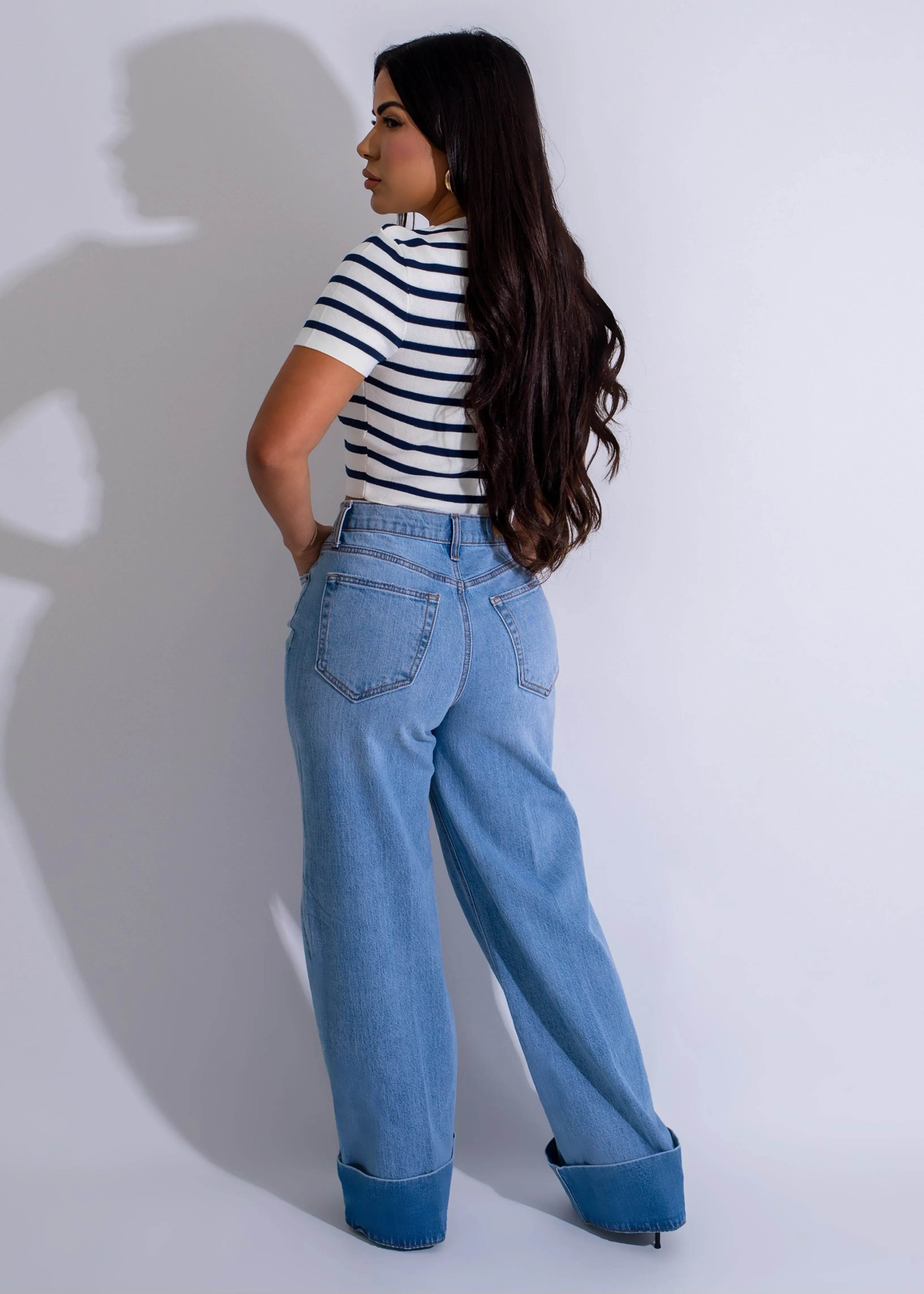 Sailor's Stripes Knit Crop Top Blue