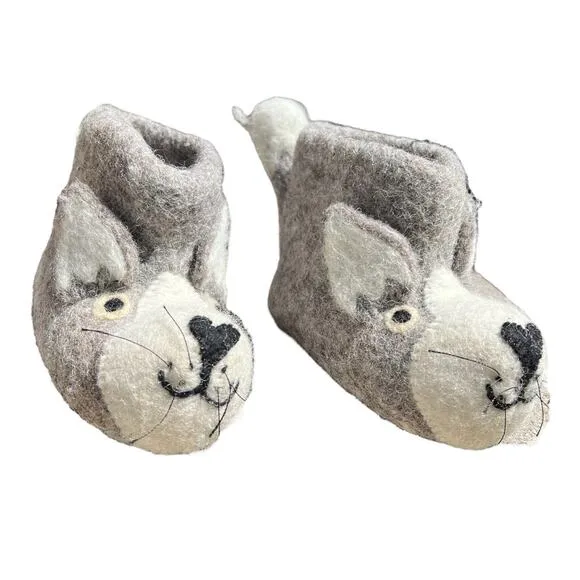 Sew Heart Felt England Dog Kids Slippers Baby Sz 1/2 Years