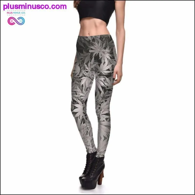 Sexy Girl Pencil Pants Black White Weed Maple Leaf Printed