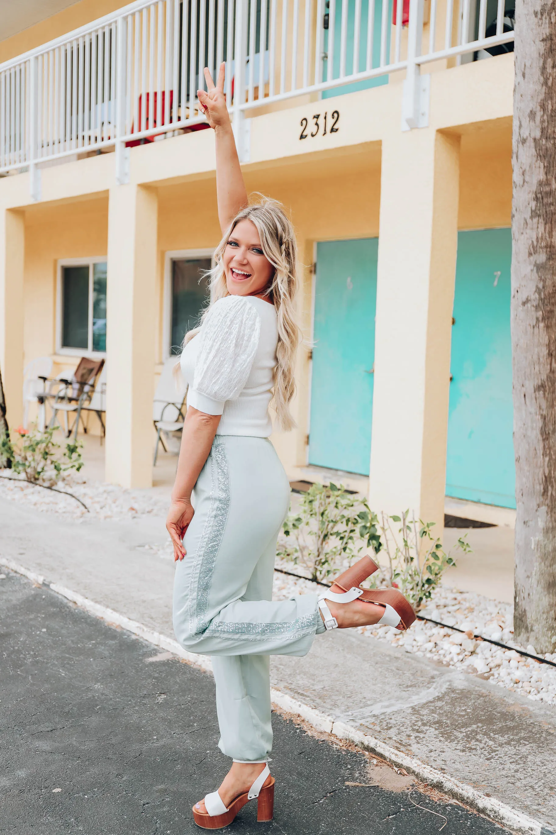 Shayla Sequin Jogger Pants - Sage