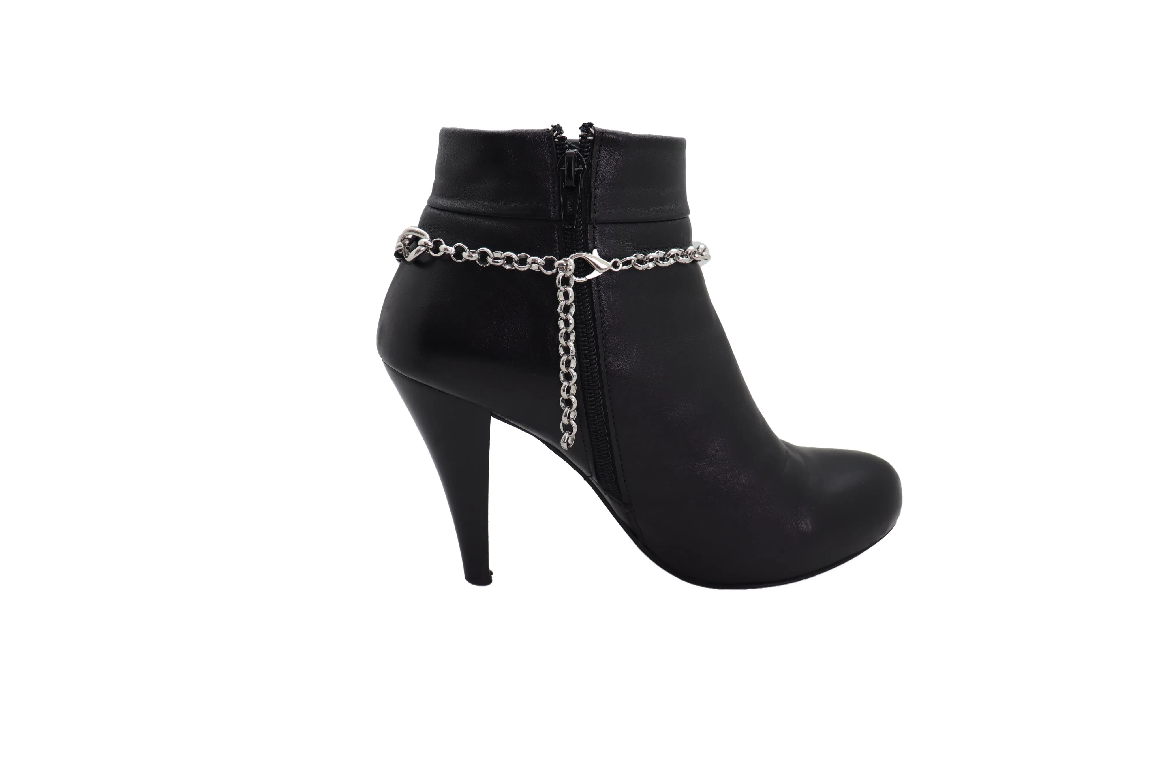 Silver Metal Chain Boot Bracelet Shoe Cross Nail Turquoise Skull Charm