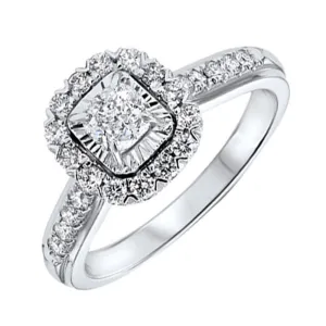 Silver (SLV 995) Cubic Zirconia Basics Halo Ring - 1 ctw