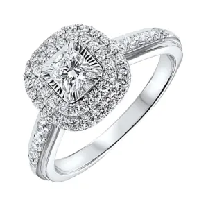 Silver (SLV 995) Cubic Zirconia Basics Halo Ring - 3/4 ctw