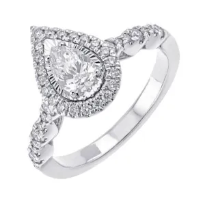 Silver (SLV 995) Cubic Zirconia Sparkle Engagement Ring  - 7/8 ctw