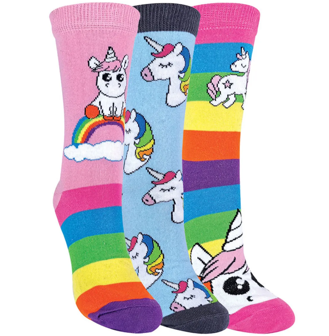 Sock Snob Mythical Striped Unicorn 3 Pack Socks