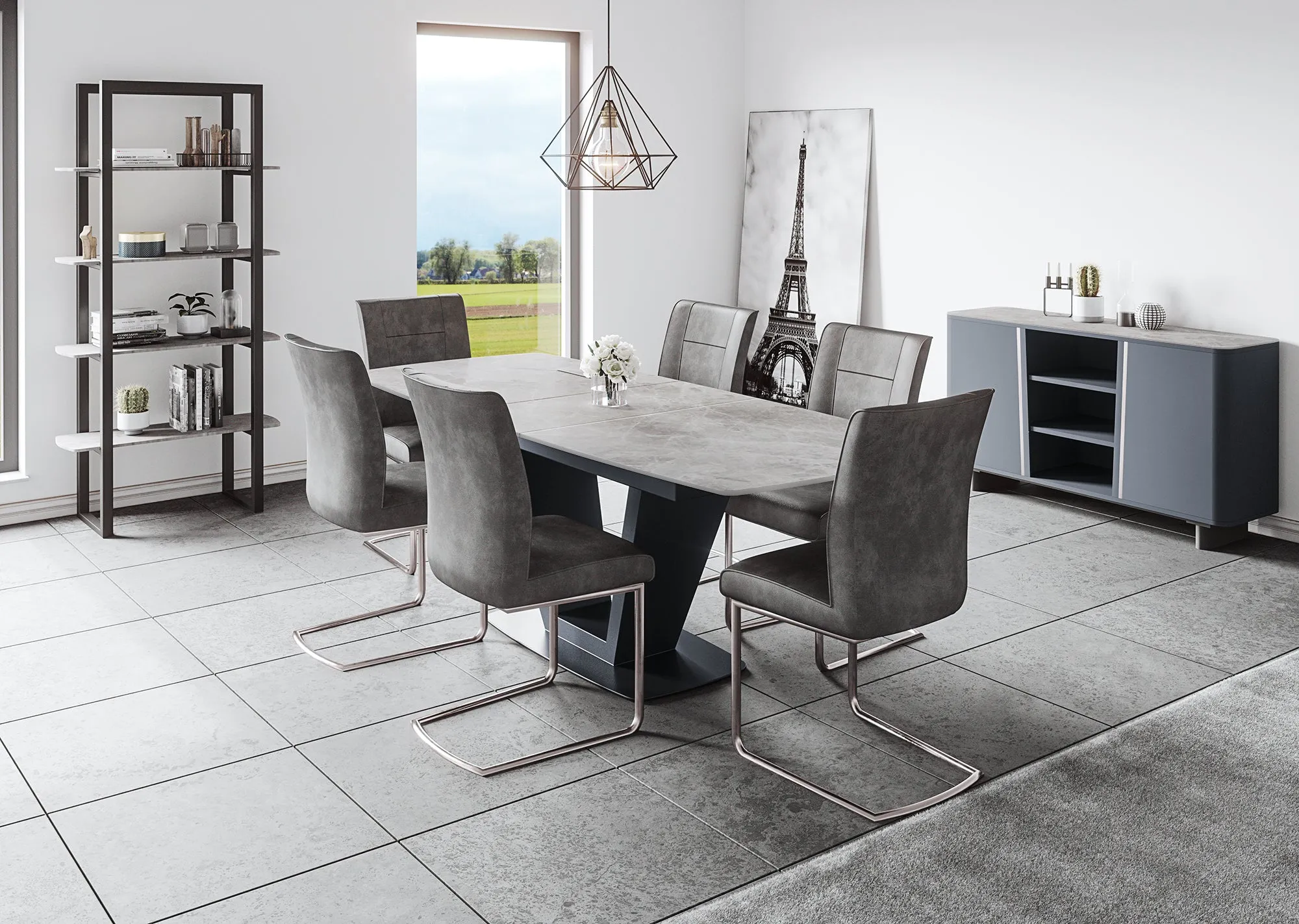 Sorrento Stitch Dark Grey L/H Corner Bench Set