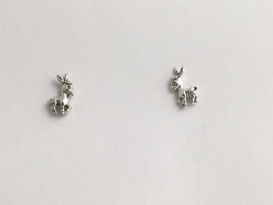 Sterling Silver & Surgical Steel tiny donkey stud earrings-burro, donkeys, mule