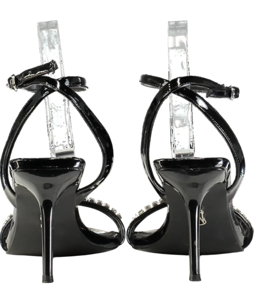 STEVE MADDEN Black Patent Diamante Sandal Heels UK 6 EU 39 👠