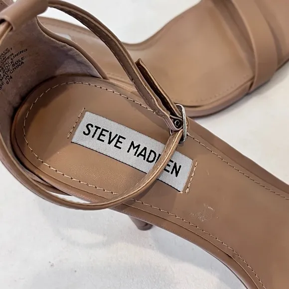 Steve Madden Tan Shaye Square Toe Heels Ankle Strap Size 11