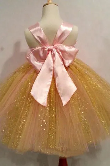 Sweet Ball Gown Strapless Tulle Ankle-length Bowknot Flower Girl Dresses OHR003