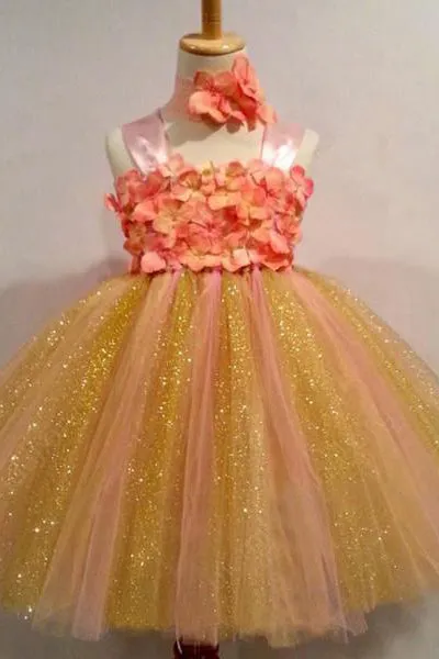 Sweet Ball Gown Strapless Tulle Ankle-length Bowknot Flower Girl Dresses OHR003