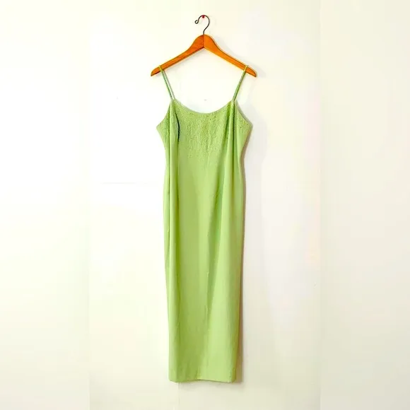t. carolyn womans size 14 formal green strappy beaded maxi dress