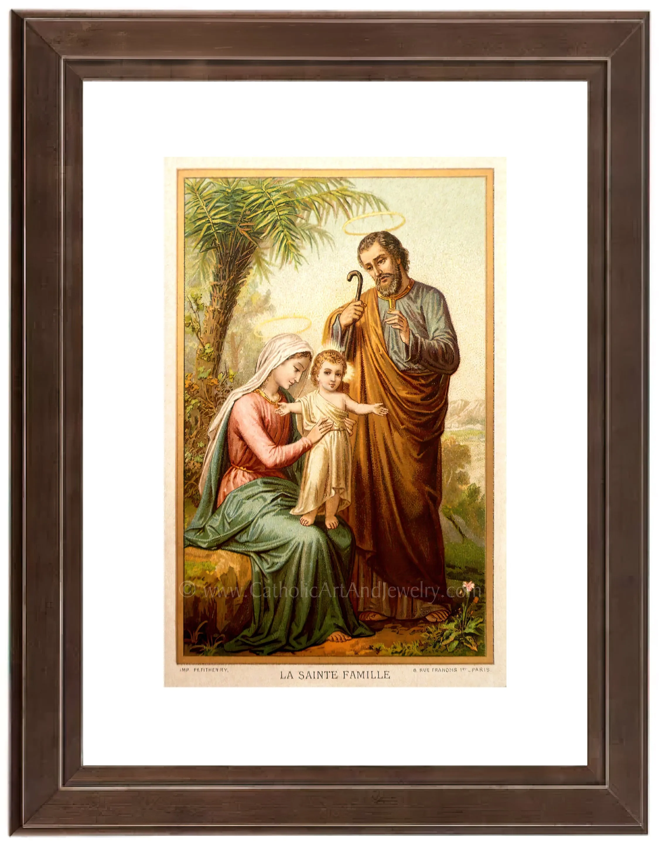 The Holy Family in Egypt – Based on an Vintage Holy Card – Catholic Art Print – Archival Quality