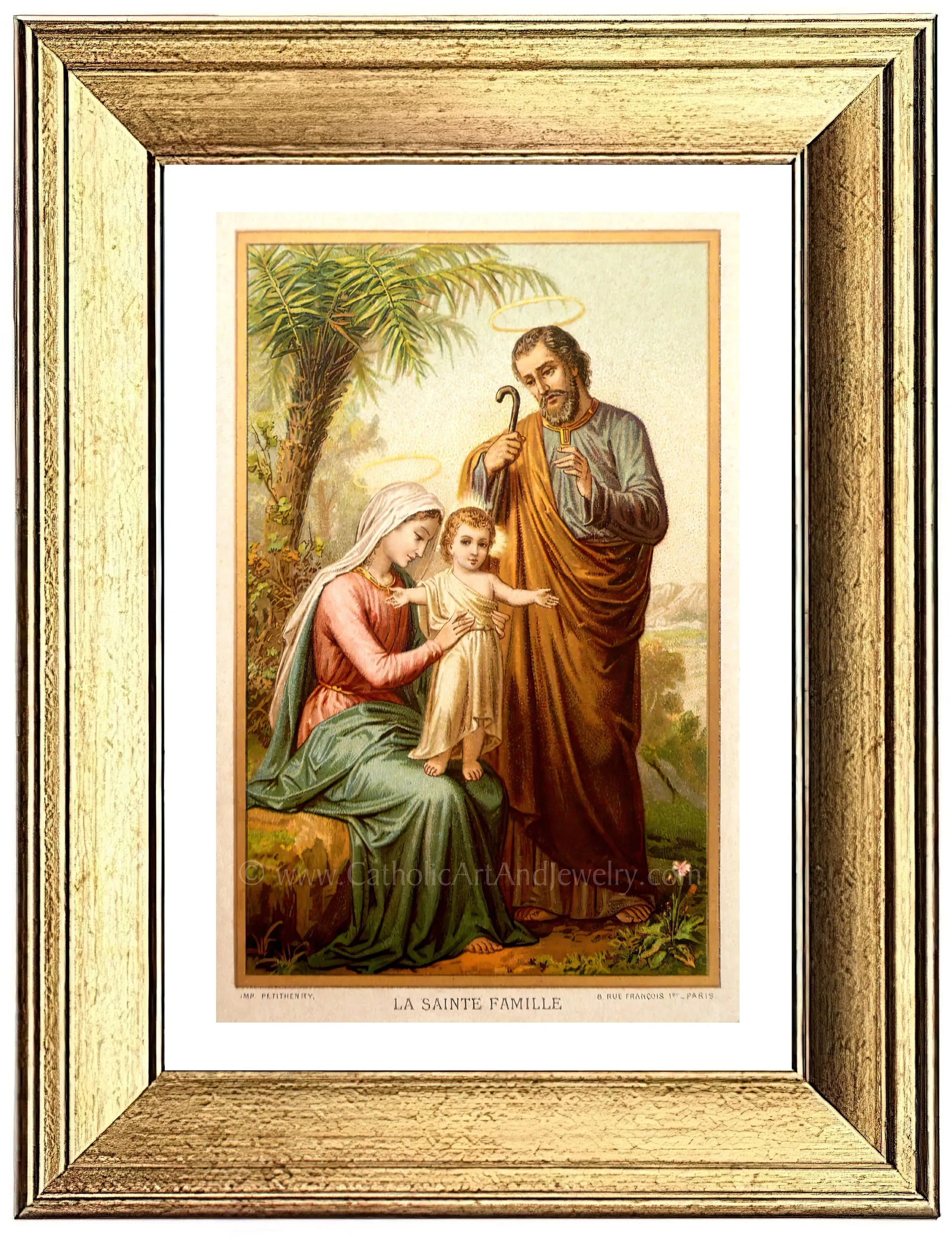 The Holy Family in Egypt – Based on an Vintage Holy Card – Catholic Art Print – Archival Quality