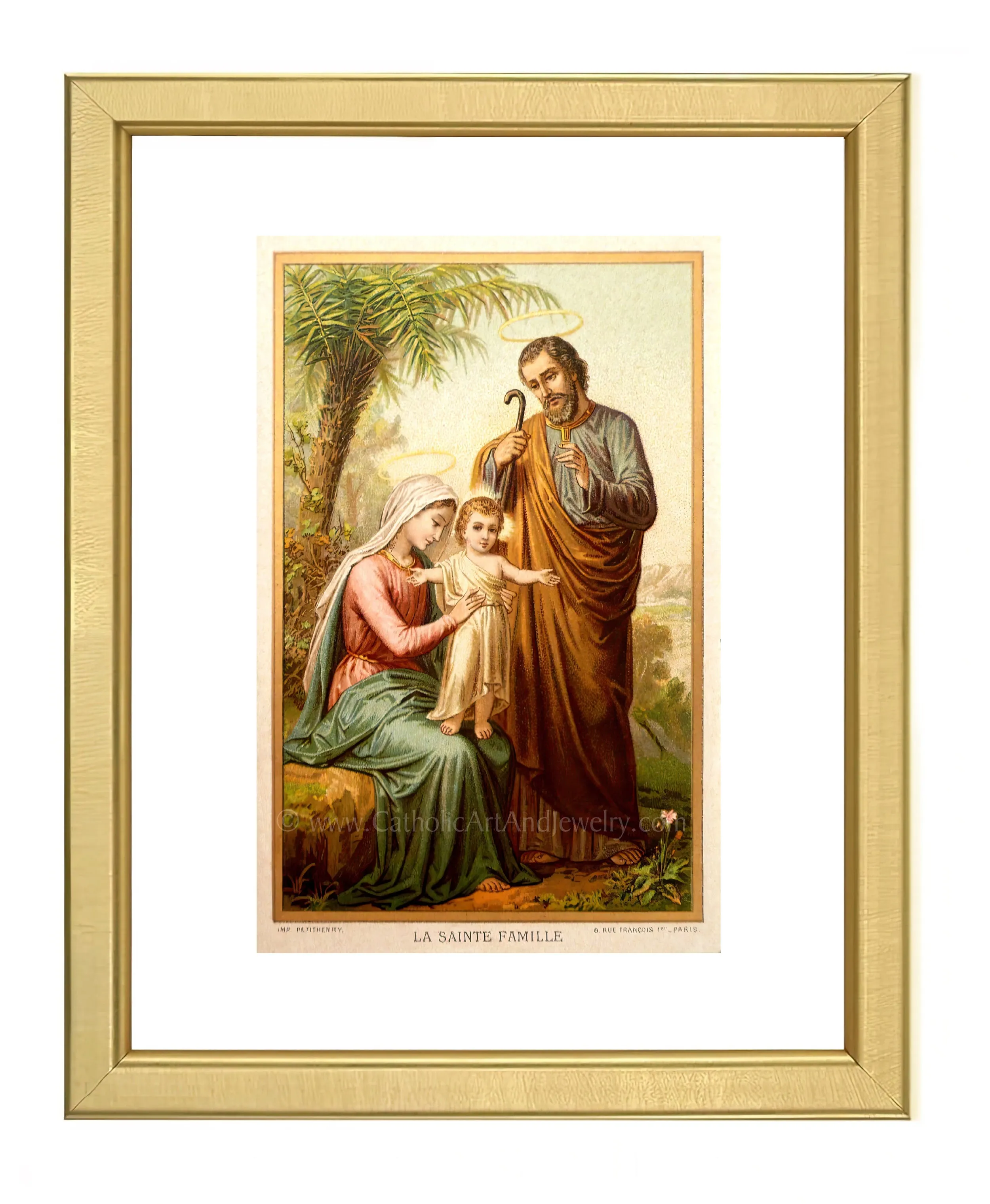 The Holy Family in Egypt – Based on an Vintage Holy Card – Catholic Art Print – Archival Quality