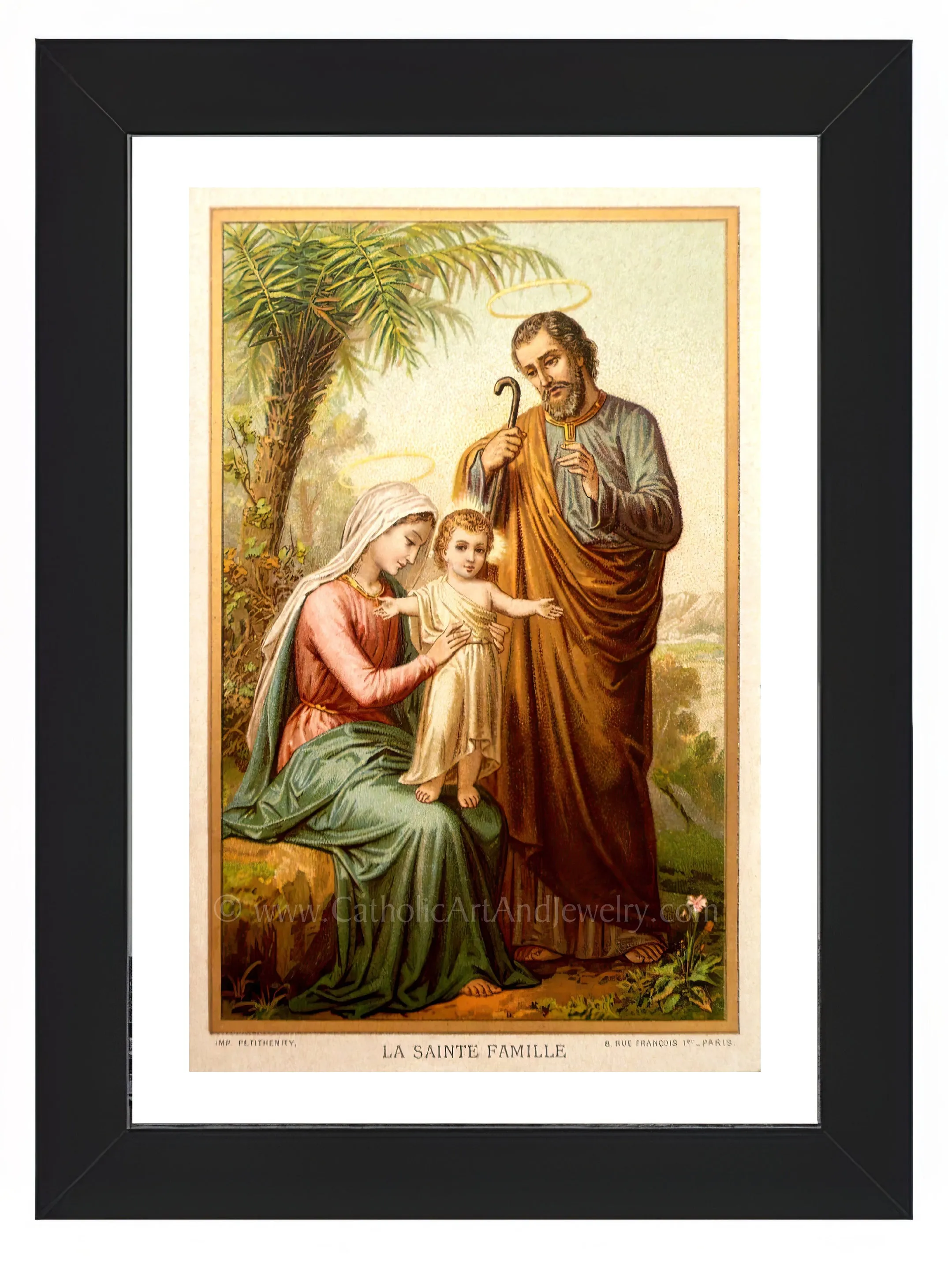 The Holy Family in Egypt – Based on an Vintage Holy Card – Catholic Art Print – Archival Quality