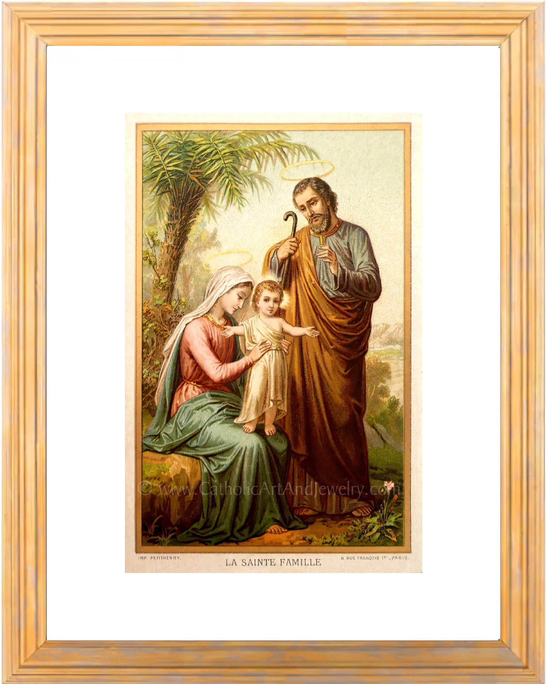 The Holy Family in Egypt – Based on an Vintage Holy Card – Catholic Art Print – Archival Quality