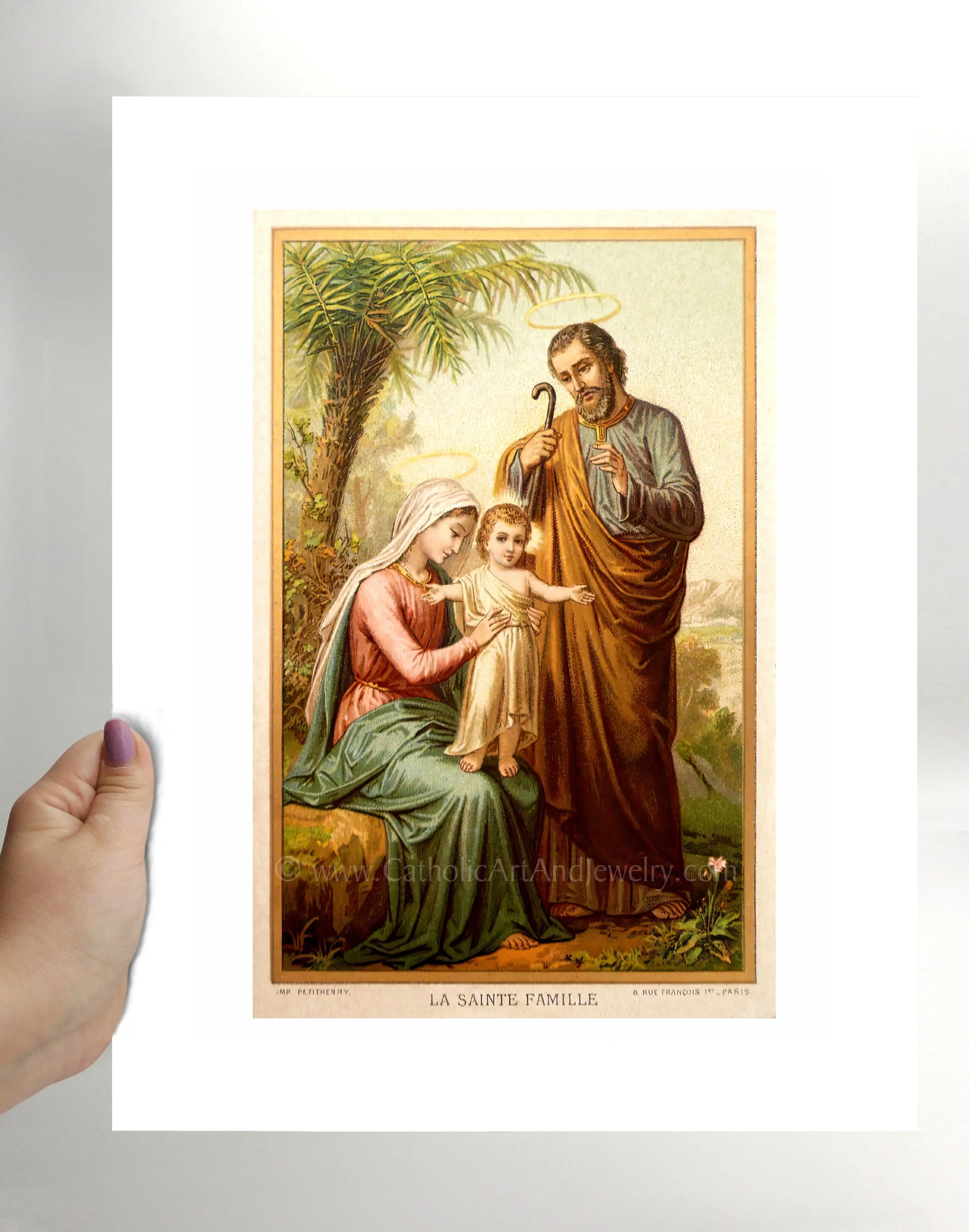 The Holy Family in Egypt – Based on an Vintage Holy Card – Catholic Art Print – Archival Quality