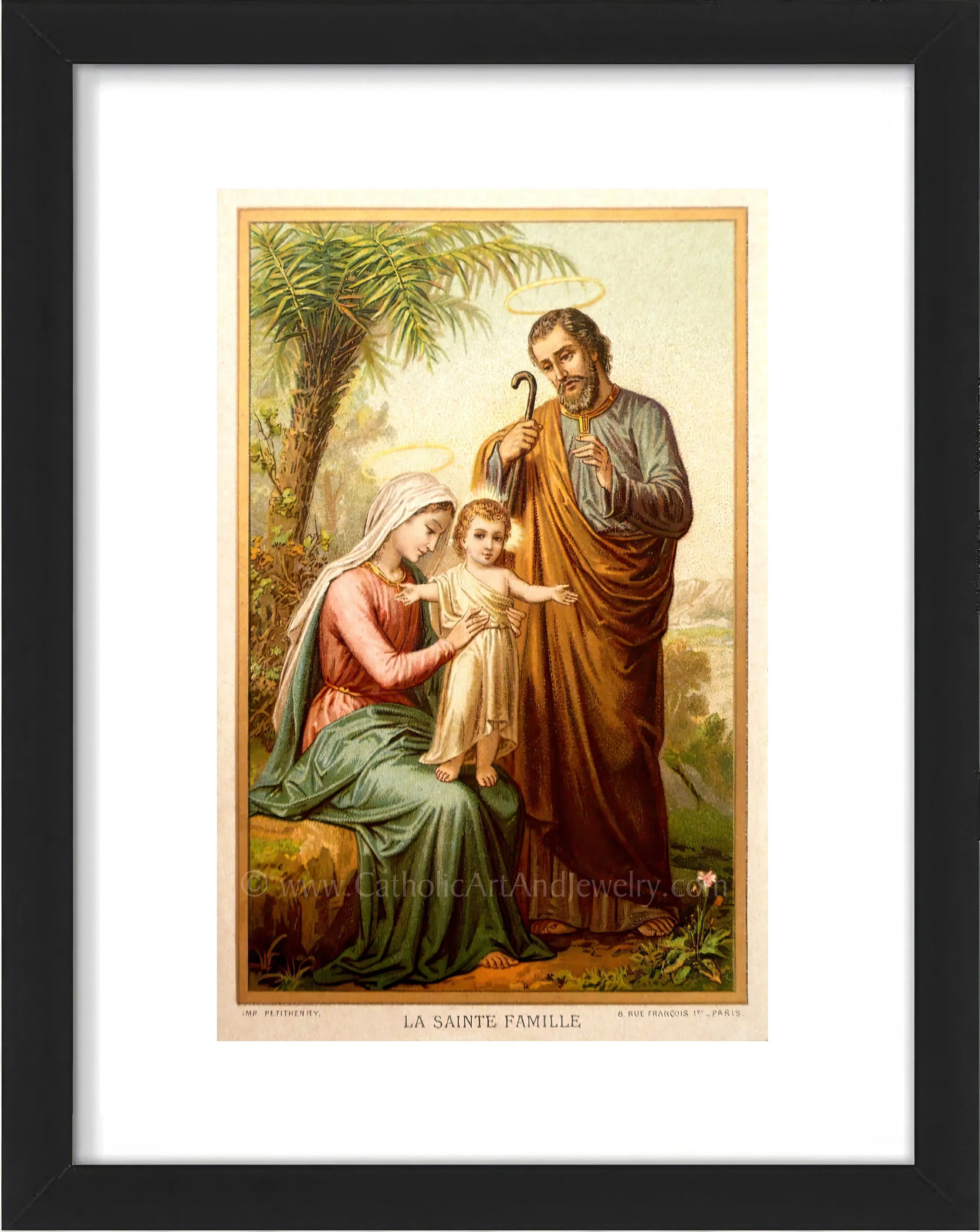 The Holy Family in Egypt – Based on an Vintage Holy Card – Catholic Art Print – Archival Quality