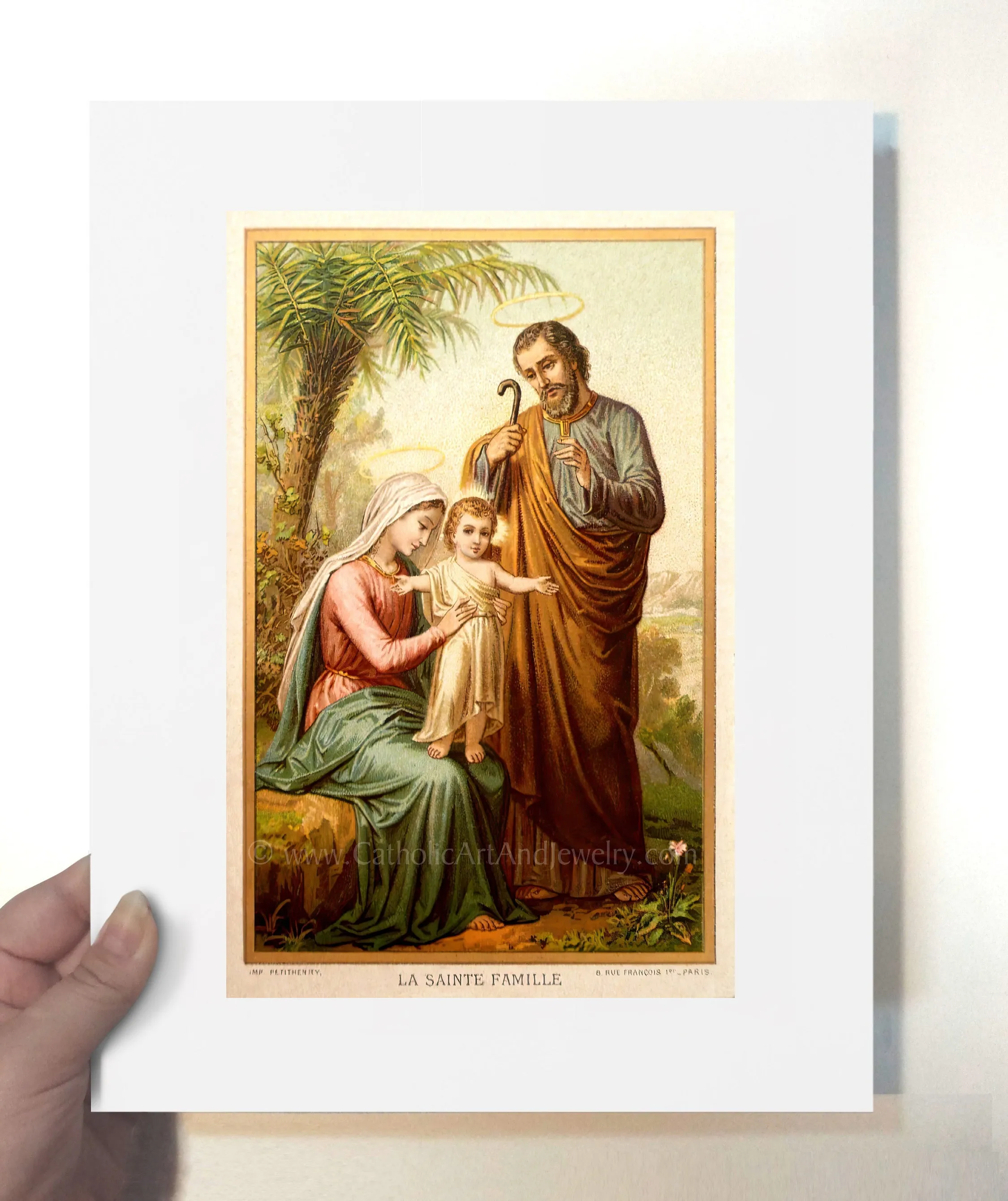 The Holy Family in Egypt – Based on an Vintage Holy Card – Catholic Art Print – Archival Quality