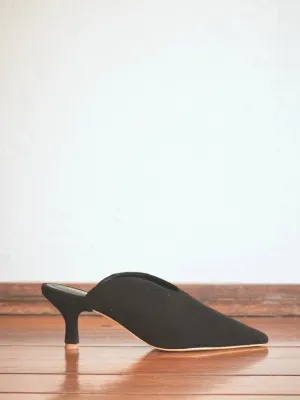 The Odells Black Suede Kitten Heel Slide