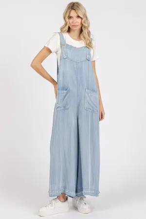 The Overall Look Wide Strap Wide Leg Overalls with Pockets
