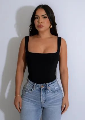The Sculpt Square Bodysuit Black
