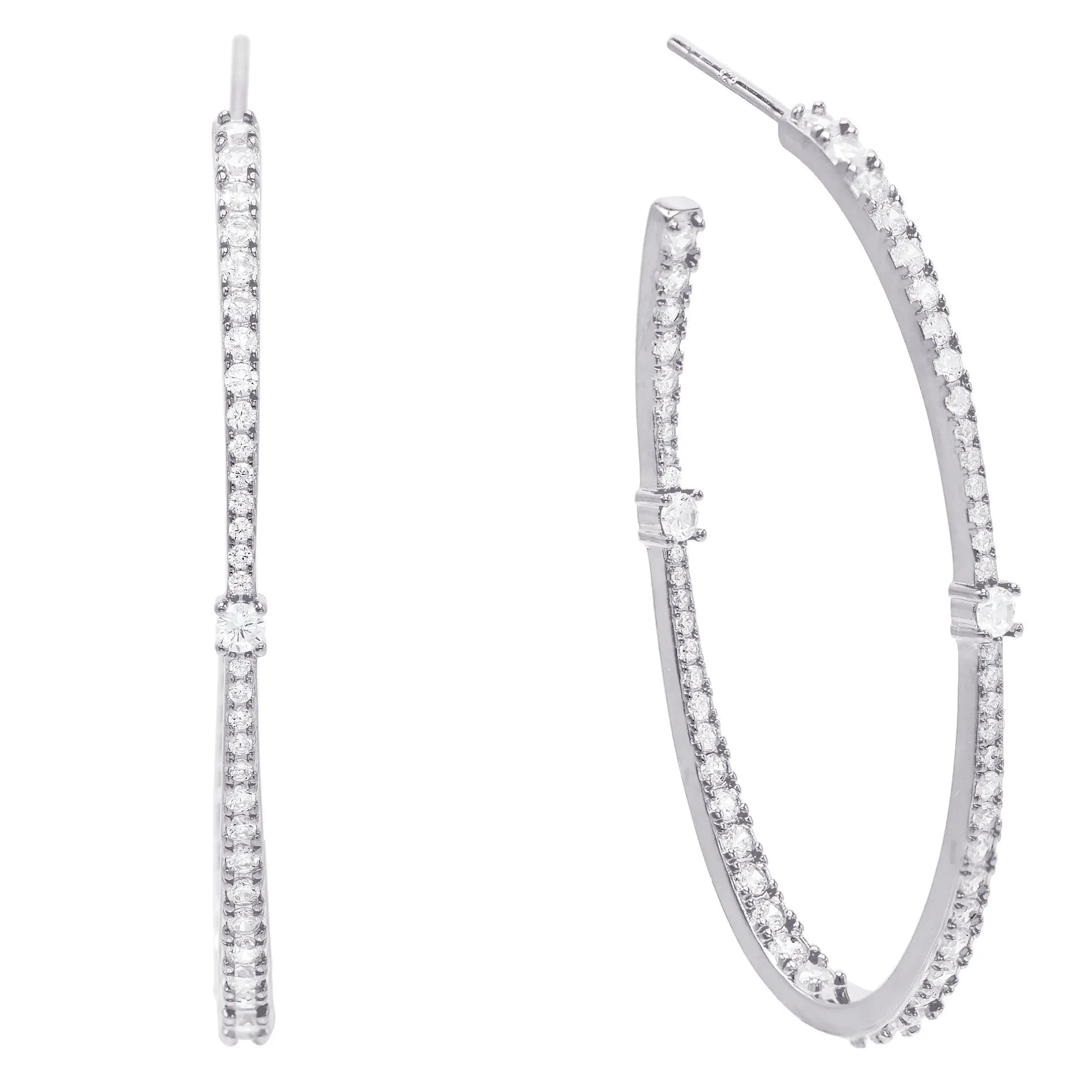Thin CZ Hoop Earring
