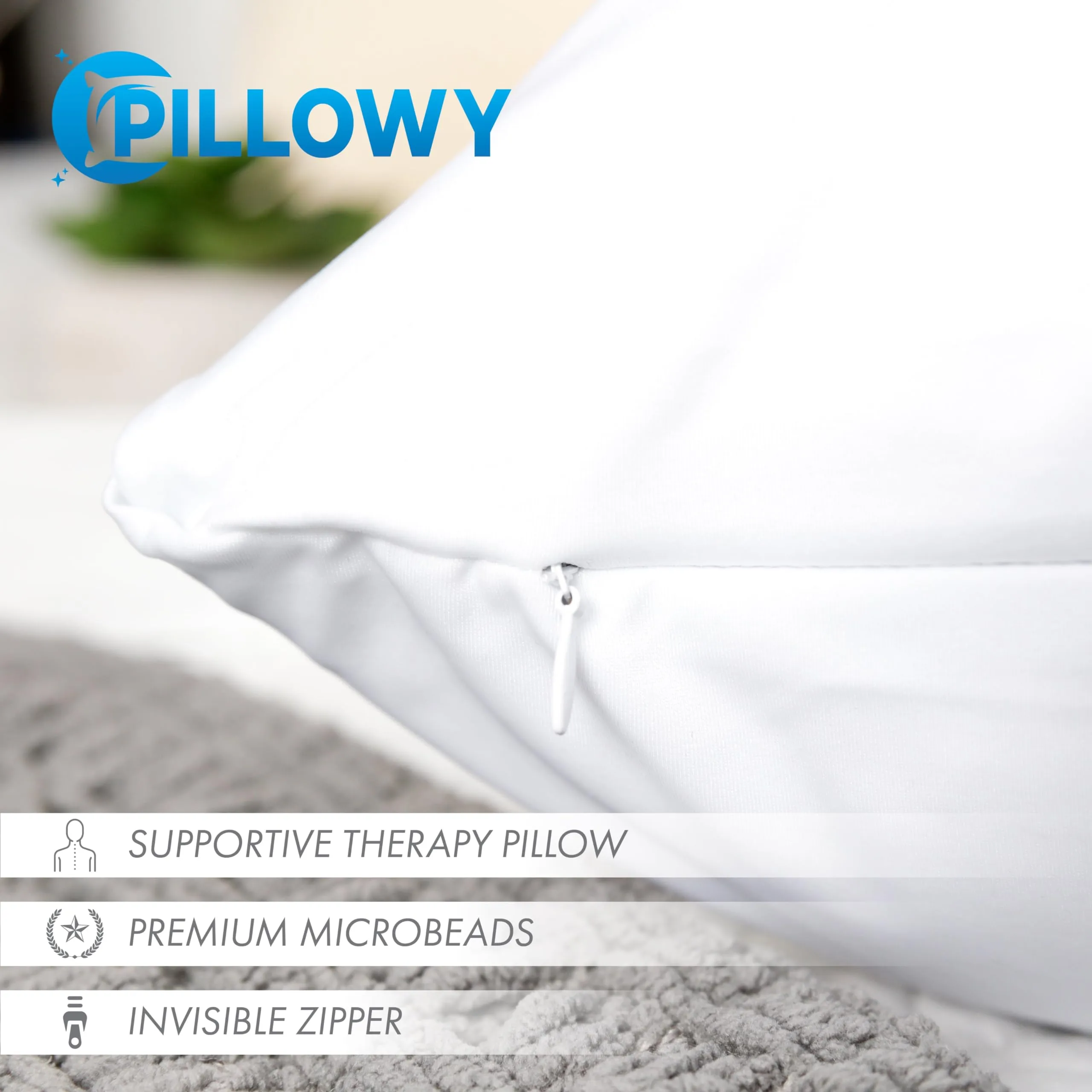 Throw Pillow Cozy Soft Microbead White: 1 Pc