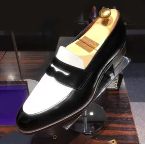 Two Tone Black and White Leather Spectator Shoes