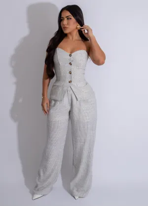 Urban Escape Stripes Linen Pant Set White