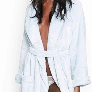Victorias Secret Cozy Plush Robe gray blue