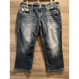 Vigoss The Chelsea Rhinestone Capri Distressed Jeans Size 11/12