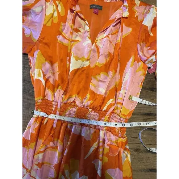 VINCE CAMUTO Tropical Long Sleeve Vibrant Print Maxi Dress Resort Wear NWT S