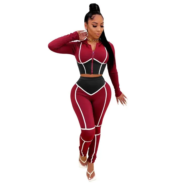 White Striped Color Block Patchwork Fitness Tracks