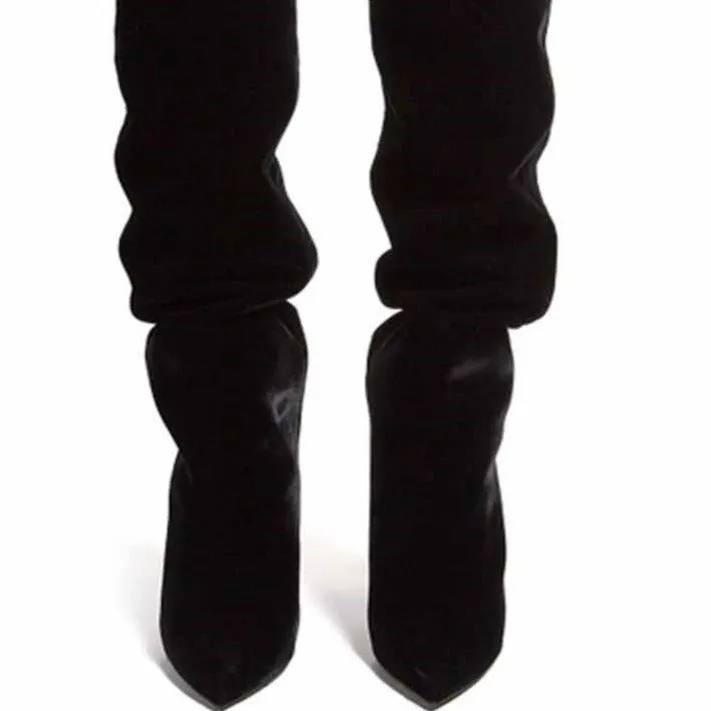 Women Long Knight Boots Pointed Toe Spike Heels Party Shoes