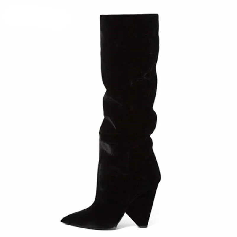 Women Long Knight Boots Pointed Toe Spike Heels Party Shoes