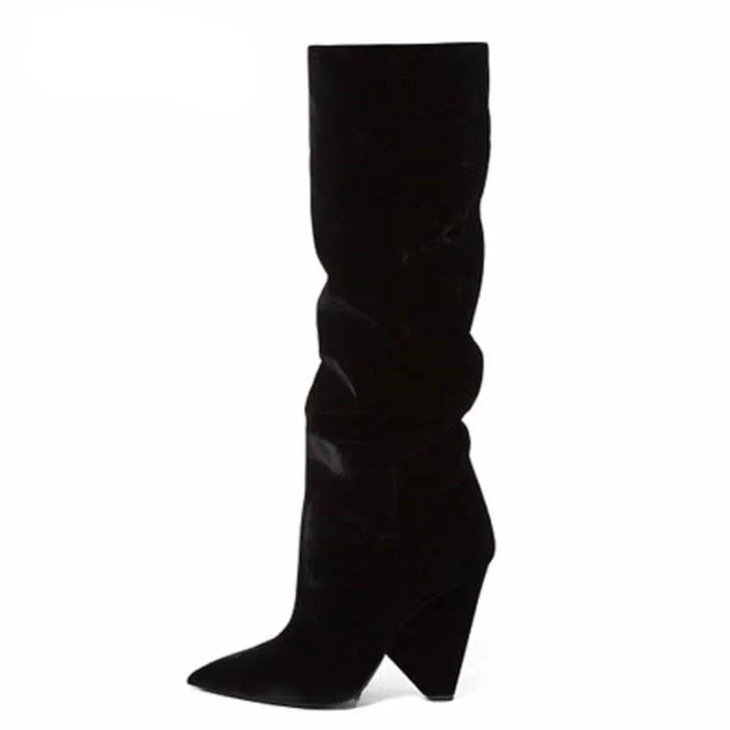 Women Long Knight Boots Pointed Toe Spike Heels Party Shoes