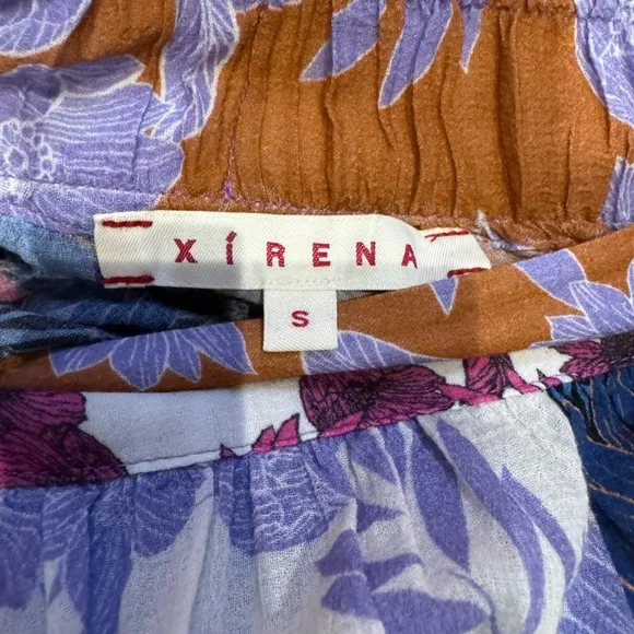 Xirena‎ Teagan Printed Skirt Midi Pockets Pinks Purple Blue Florals size Small