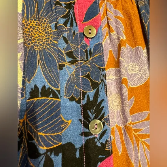 Xirena‎ Teagan Printed Skirt Midi Pockets Pinks Purple Blue Florals size Small