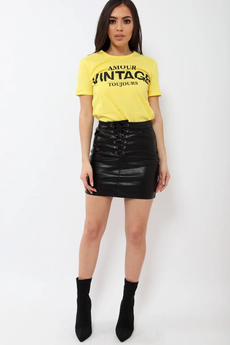 Yellow Amour Vintage Slogan T-shirt - Jennie