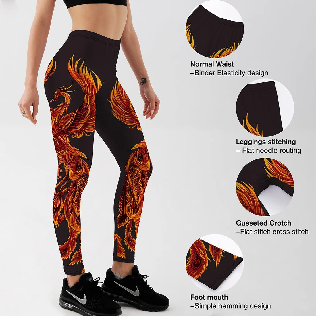 YogaHarem Women's Leggings Fire Phoenix Fitness Workout