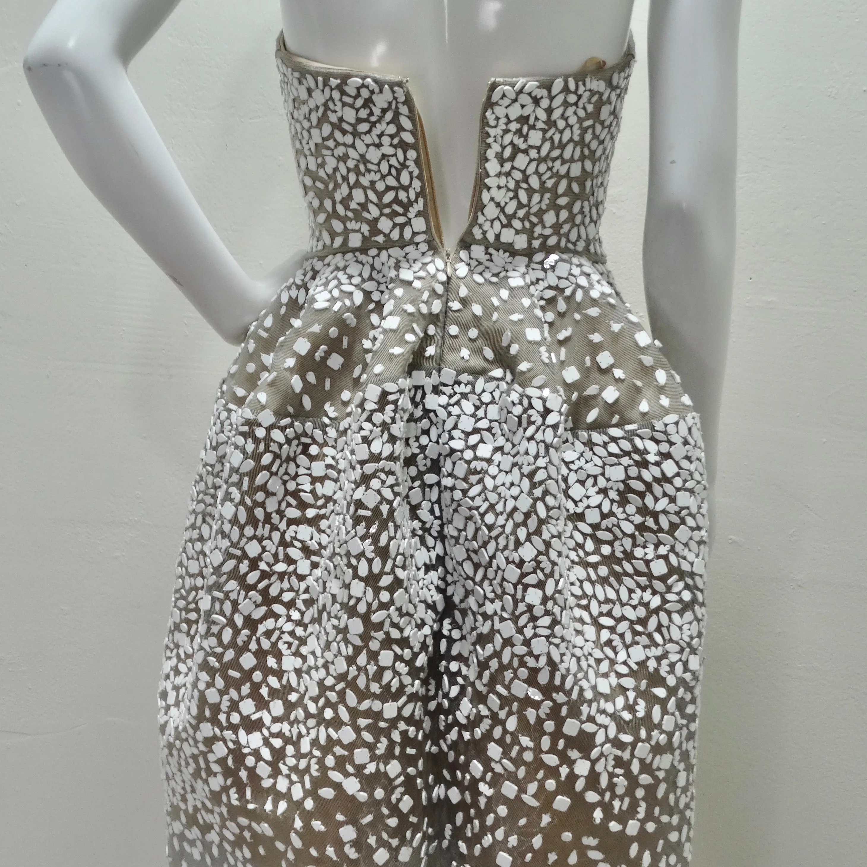 Zac Posen Spring 2017 Strapless Shell Embroidered Dress
